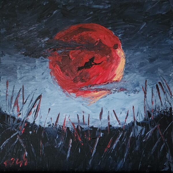 The Broom And The Bloodmoon 12x12 - $200